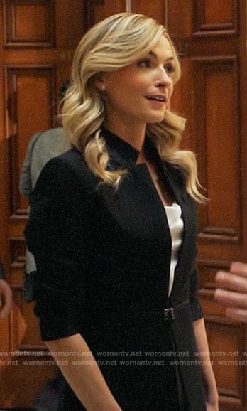 Amy’s black zip waist coat on All Rise
