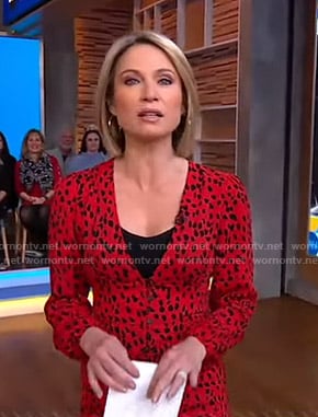 Amy’s red leopard print v-neck dress on Good Morning America