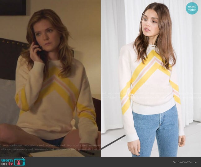 & Other Stories Varsity Knit Sweater worn by Sutton (Meghann Fahy) on The Bold Type