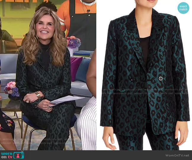 Anine Bing Madeleine Emerald Leopard Jacquard Blazer worn by Maria Shriver on Today