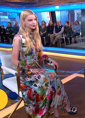 Anya Taylor-Joy’s floral split-sleeve dress on Good Morning America
