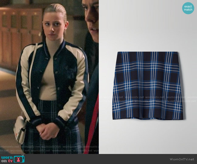Wilfred New Classic Check Mini Skirt in Nightbird/Giselle Lily worn by Betty Cooper (Lili Reinhart) on Riverdale