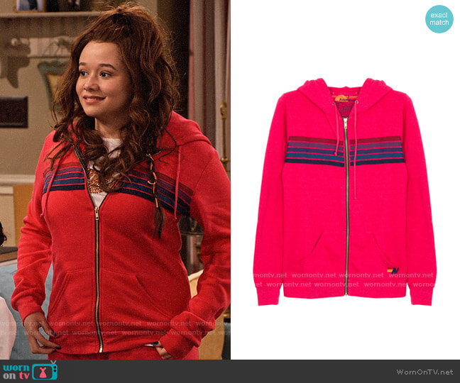 Aviator Nation 5 Stripe Hoodie worn by Jade (Talia Jackson) on Family Reunion