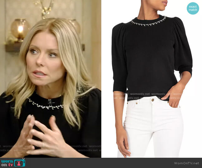 Ba&Sh Nea Puff-Sleeve Sweater worn by Kelly Ripa on Live with Kelly and Mark