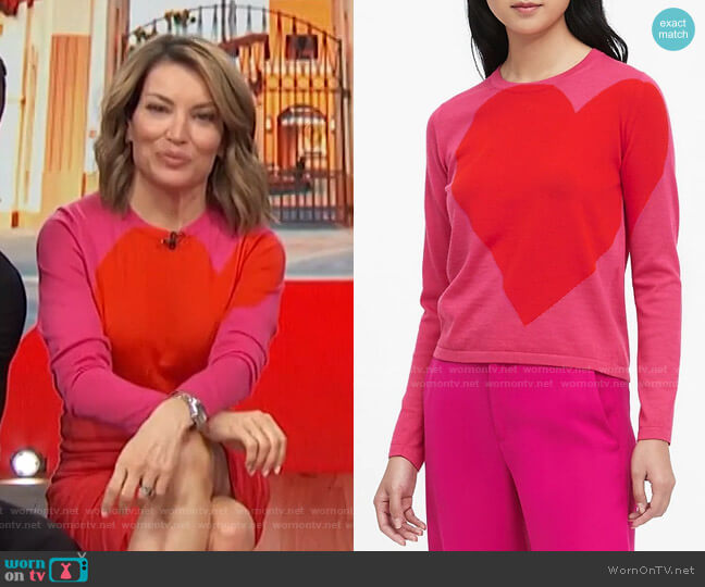 Banana Republic Big Heart Sweater worn by Kit Hoover on Access Hollywood