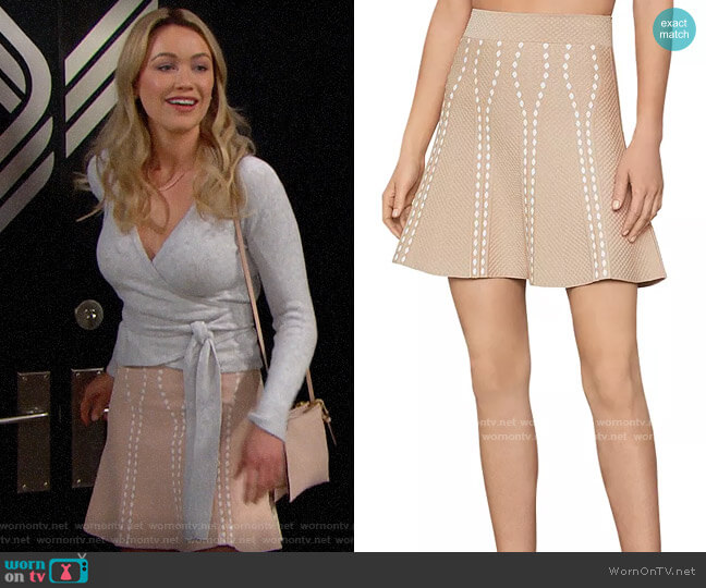 Bcbgmaxazria Ingrid Skirt in Pale Pink worn by Flo Fulton (Katrina Bowden) on The Bold and the Beautiful