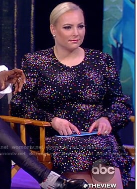 Meghan’s black confetti print dress on The View
