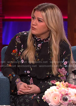 Kelly’s black floral and star ruffle dress on The Kelly Clarkson Show