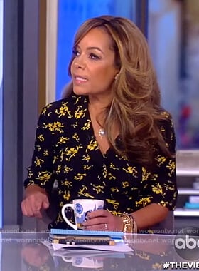 Sunny’s black floral wrap dress on The View
