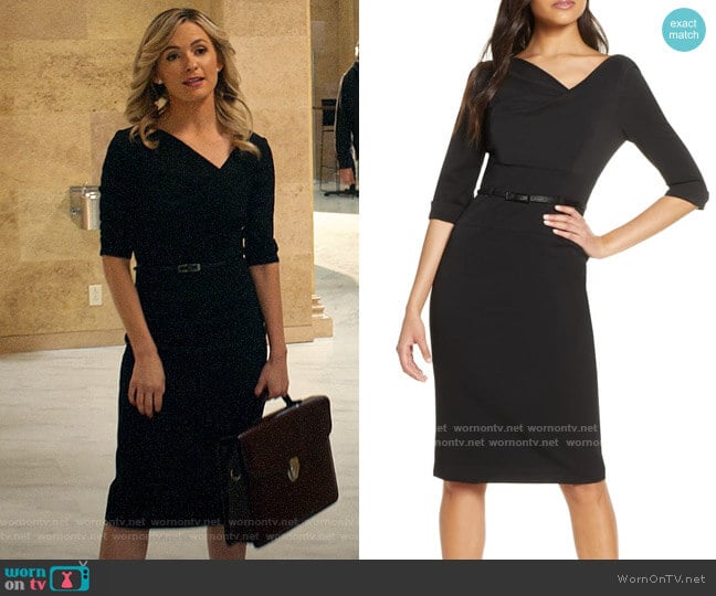 Black Halo 3/4 Sleeve Jackie O Dress worn by Amy Quinn (Lindsey Gort) on All Rise