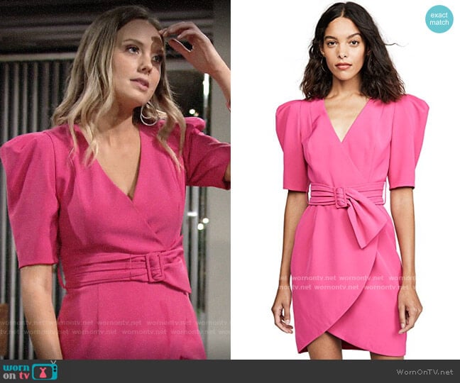 Black Halo Maricopa Dress in Mermaids Kiss worn by Abby Newman (Melissa Ordway) on The Young and the Restless