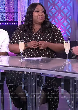 Loni’s black metallic wrap dress on The Real
