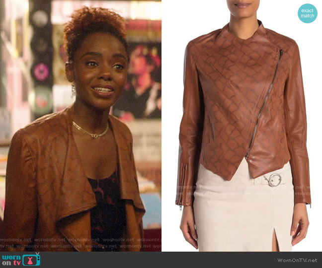 Blank NYC Cedar Faux Leather Jacket worn by Josie McCoy (Ashleigh Murray) on Katy Keene