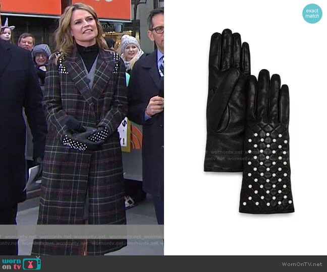 Bloomingdale's Beaded Leather Gloves worn by Savannah Guthrie on Today