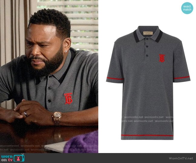 Burberry Monogram Motif Tipped Cotton Jersey Polo Shirt worn by Andre Johnson (Anthony Anderson) on Black-ish
