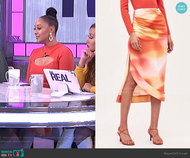 C/Meo Collective Blindfold Skirt worn by Tamera Mowry on The Real