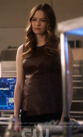 Caitlin’s brown leather top on The Flash