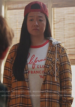 Alice’s white California ringer tee on Good Trouble