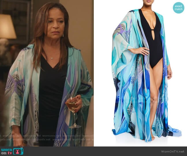 Camilla Oversized Silk Chiffon Robe worn by Catherine Avery (Debbie Allen) on Greys Anatomy