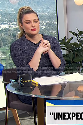 Carissa’s metallic maternity knit dress on E! News Daily Pop