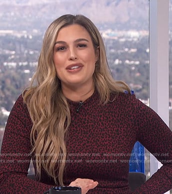 Carissa’s red leopard print mock neck dress on E! News Daily Pop