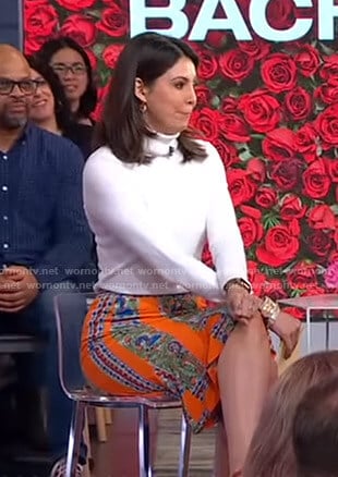 Cecilia’s orange printed skirt on Good Morning America
