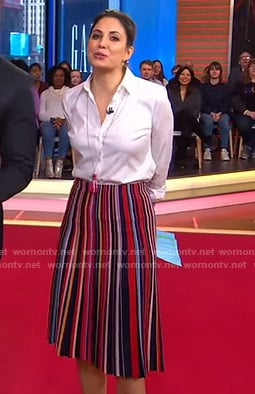 Cecilia’s multicolor striped skirt on Good Morning America
