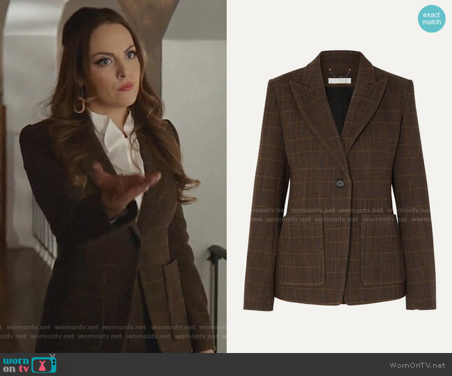 Chloe Checked Wool-Blend Blazer worn by Fallon Carrington (Elizabeth Gillies) on Dynasty