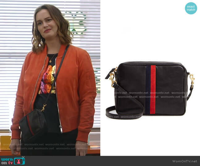 Clare V. Midi Sac Leather Crossbody Bag worn by Angie (Leighton Meester) on Single Parents