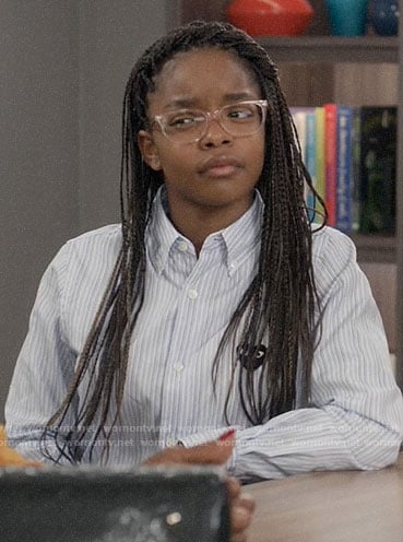 Diane’s striped button down shirt with heart on Black-ish