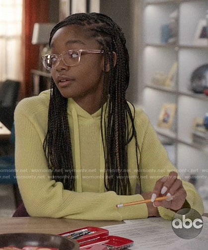 Diane’s yellow hooded sweater on Black-ish
