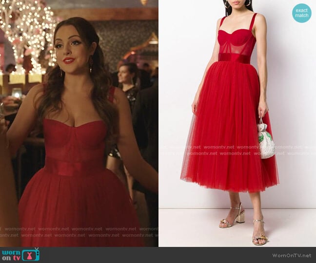 Dolce & Gabbana Bustier Tulle Midi Dress worn by Fallon Carrington (Elizabeth Gillies) on Dynasty