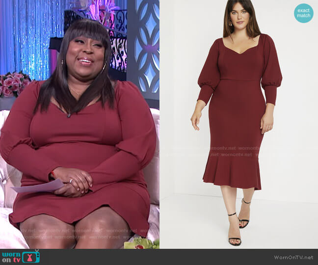 Eloquii Flounce Hem Midi Dress worn by Loni Love on The Real