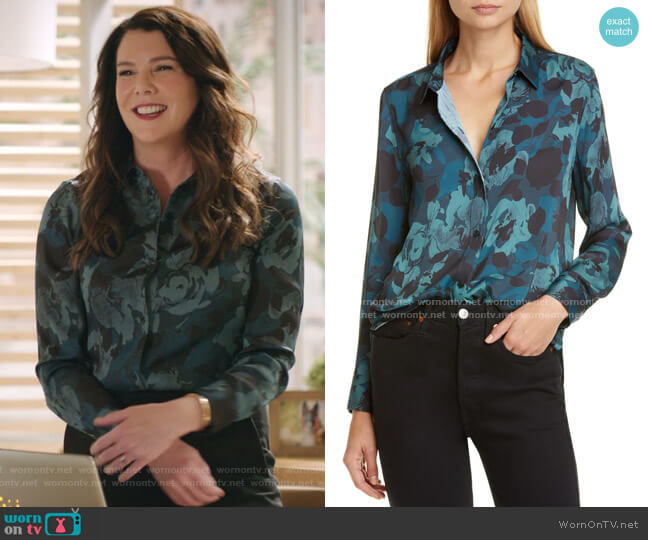 Equipment Leema Floral Shirt worn by Joan (Lauren Graham) on Zoeys Extraordinary Playlist