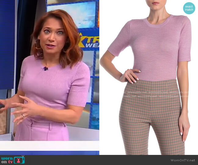 Frame Crew Neck Short Sleeve Sweater worn by Ginger Zee on Good Morning America
