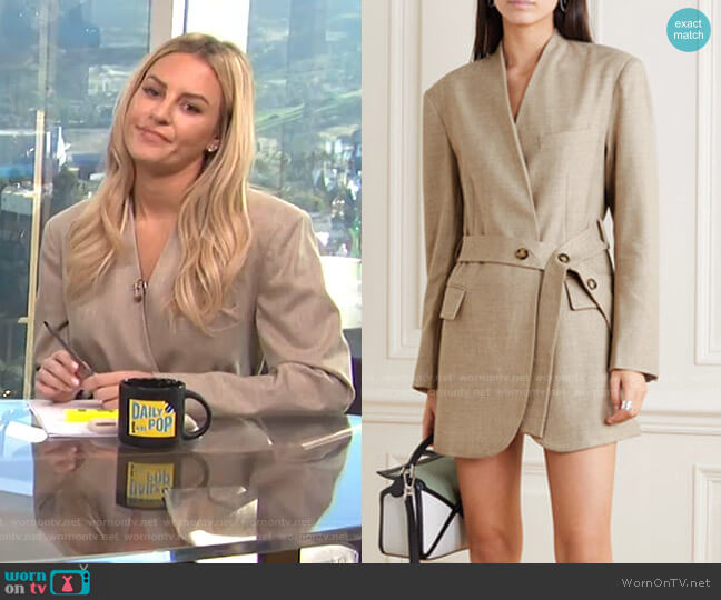 Frankie Shop Belted Wool-Blend Wrap Blazer worn by Morgan Stewart on E! News