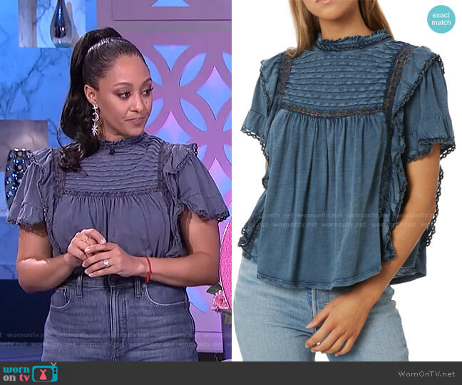 Free People Le Femme Tee worn by Tamera Mowry on The Real