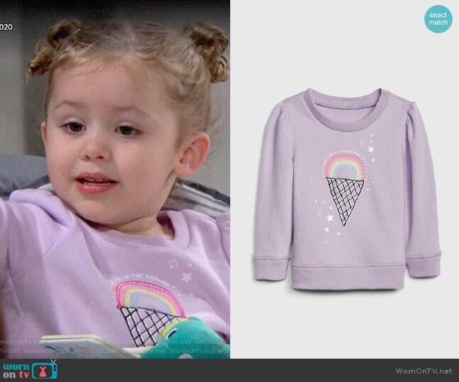 Gap Graphic Puff-Sleeve Sweatshirt in Pale Lilac