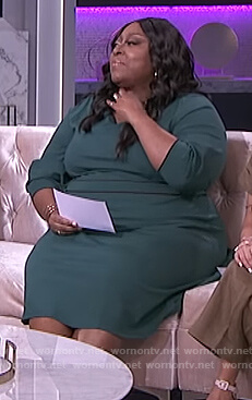 Loni’s green knit contrast waist dress on The Real