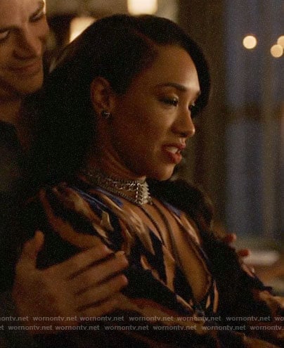 Iris’s velvet zig zag dress on The Flash
