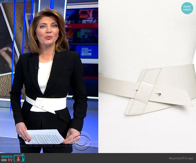 Iro Tapered Leather Belt worn by Norah O'Donnell on CBS Evening News