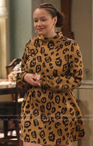 Jade’s leopard print dress on Family Reunion