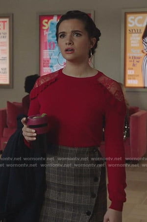 Jane’s checked mini skirt on The Bold Type