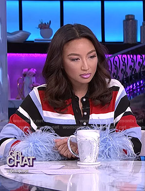 Jeannie’s striped feather cuff top on The Real