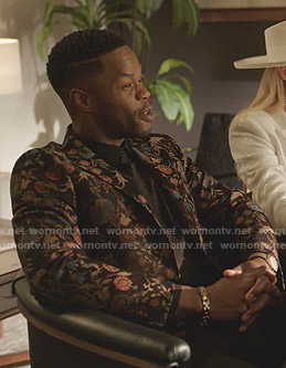 Jeff’s black floral blazer on Dynasty