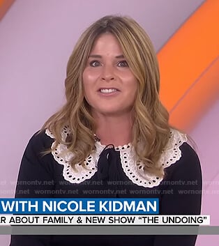 Jenna’s black sweater with lace collar on Today