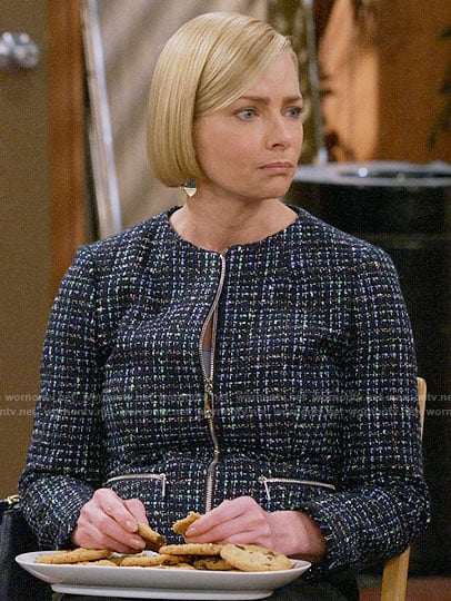 Jill’s blue tweed zip jacket on Mom