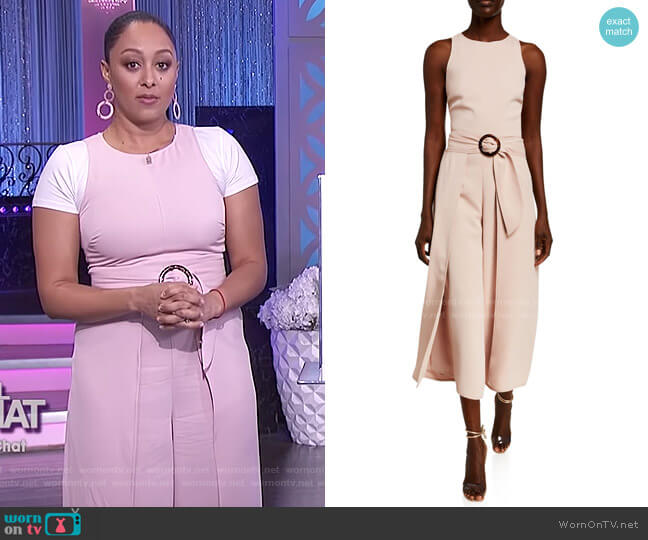 Joie Mairead Belted Draped Sleeveless Jumpsuit worn by Tamera Mowry on The Real