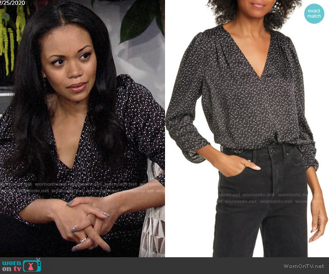 Joie Maizie Top worn by Amanda Sinclair (Mishael Morgan) on The Young and the Restless