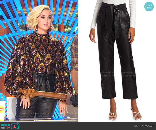Jonathan Simkhai Vegan Leather Tie-Waist Pants worn by Katy Perry on American Idol